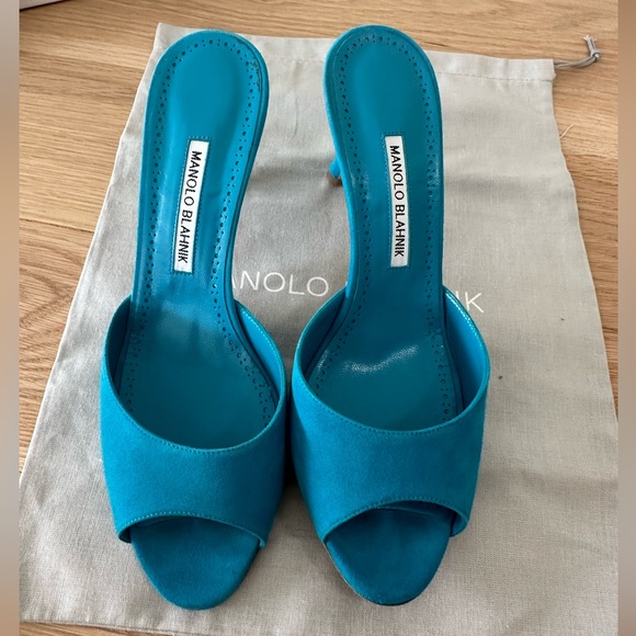 Manolo Blahnik Jada Suede Mule Sandals - Picture 6 of 8